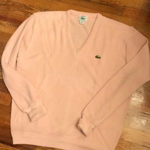 Lacoste Vintage Vee Neck Sweater Pale Pink size XL